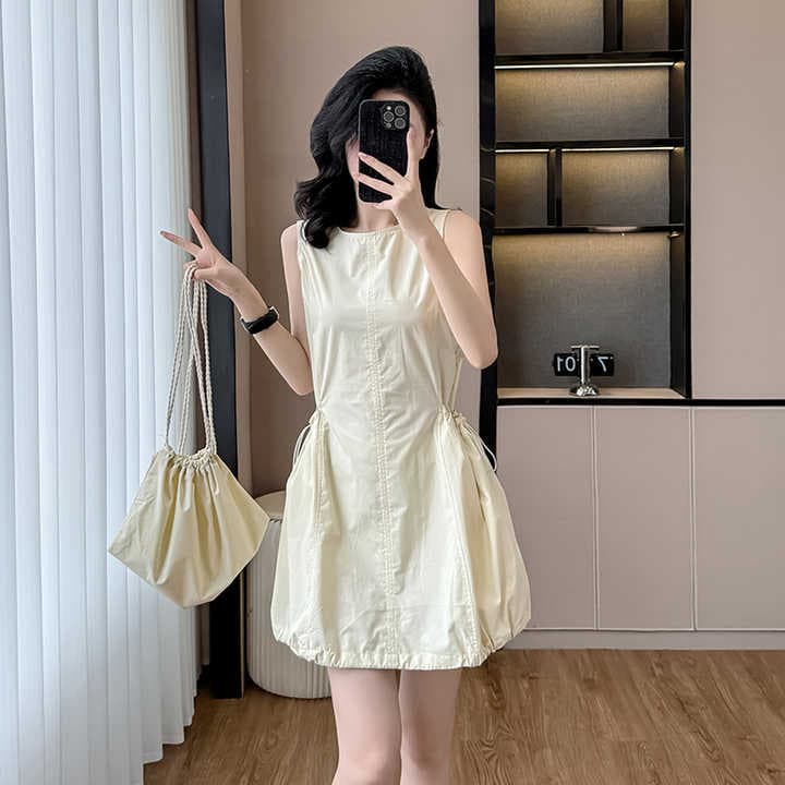 Vest Dress Women's Latest Stylish Solid Color Slimming Women Elegant Dress Skirt - Image 1