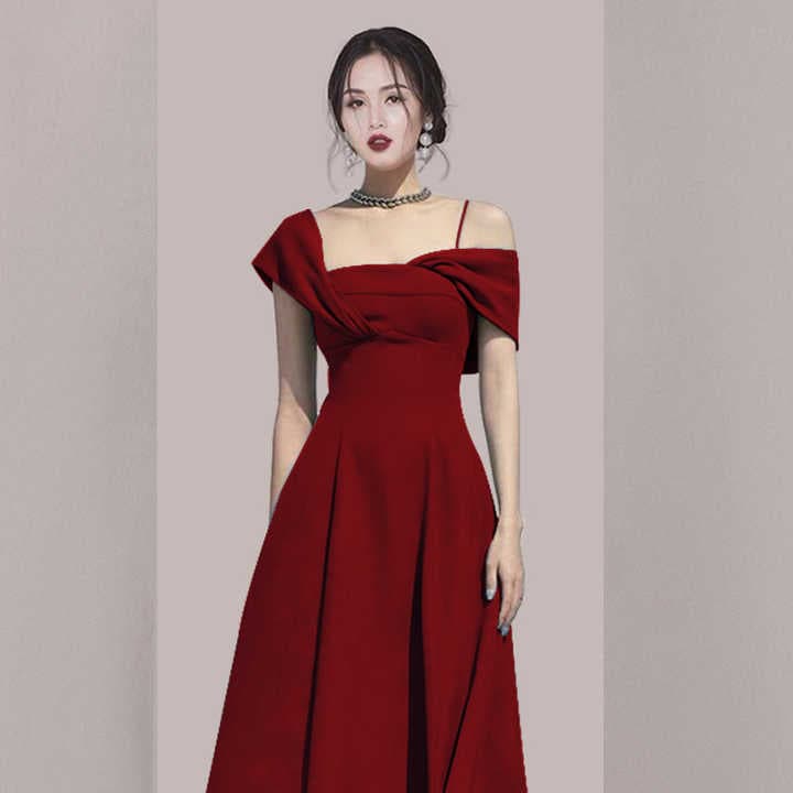 Shoulder Belt Sloping Shoulder Formal Party Evening Dresses